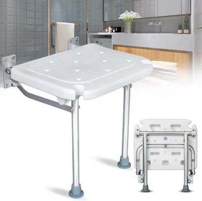 Produktbild von Famanu Duschhocker Klappbar mit Wandmontage - Antirutsch Badstuhl - für Senioren, Schwangere, Menschen mit Behinderung - Belastbarkeit 200 kg