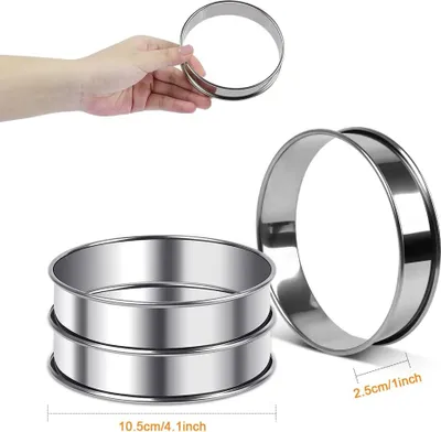 Produktbild von Hamburgerringe Set mit 6 Stützringen aus 100 % Edelstahl für Burgerbrötchen, Brötchen, Servierringe