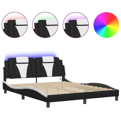 Produktbild von vidaXL Bettgestell "Viana" mit LED ohne Matratze Schwarz und Weiß 160x200 cm