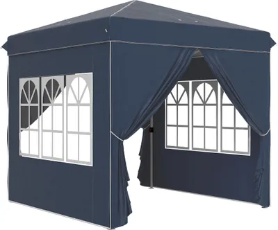 Zdjęcie produktu dla Fortuna Lai Pawilon 2,5 x 2,5 m, wodoodporny, stabilny, odporny na warunki zimowe, składany pawilon pop-up, ochrona UV 50+, składany namiot imprezowy, namiot ogrodowy z 4 ściankami bocznymi, torba, pawilon ogrodowy na kemping, do ogrodu, ciemnoniebieski