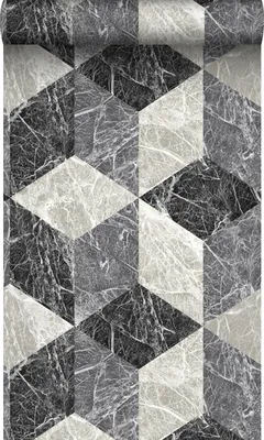 Productafbeelding van Origin Wallcoverings behang 3D marmer motief zwart en grijs 53 cm x 10.05 m