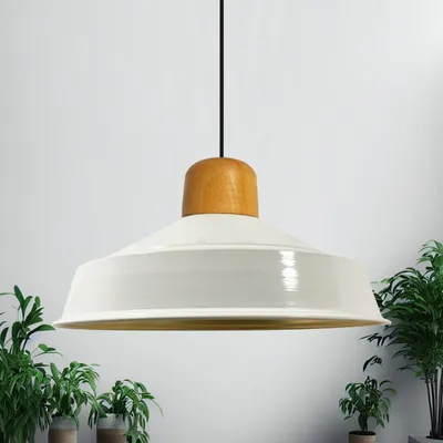 Produktbild von Pendelleuchte | Asletl Industrielle | 41cm, E27, Moderne Holz Hängelampe, Metall Weiß Lampe