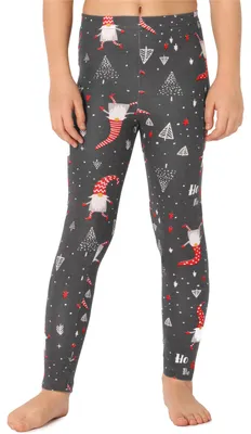 Produktbild von Merry Style Mädchen Lange Leggings aus Baumwolle MS10-337 (Dunkelmelange/Weihnachtsmänner, 122)