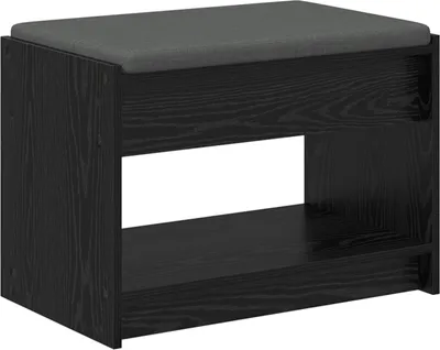 Obrázok produktu pre vidaXL Predsieňová lavica s vankúšom a policou Čierny dub 63 x 38 x 45 cm