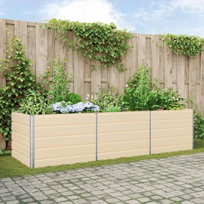 Produktbild von "Schlussverkauf" Pflanzkübel im Garten - 1 pc - Blumenbeet/Gartenbeet - Elfenbein 195x100x45 cm Verzinkter Stahl C13519