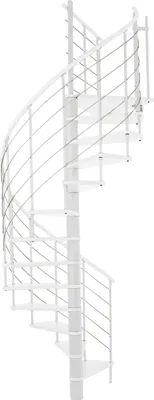 Produktbild von Minka Spindeltreppe Venezia weiß lackiert mit Handlauf und UK in weiß Ø120cm bis 305,5cm Geschosshöhe