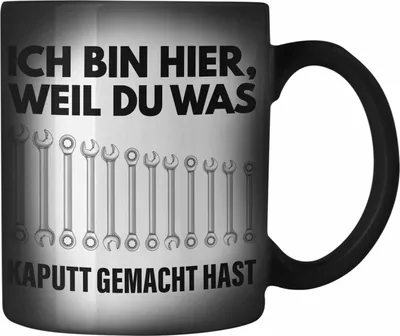 Produktbild von Trendation - Handwerker KFZ Mechaniker Geschenk Lustig Farbwechsel Zauber-Tasse Automechaniker Werkstatt Farbwechsel Zauber-Tasse Hausmeister (Schwarz)