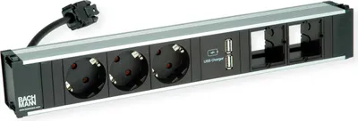 Obrázek produktu pro Bachmann CONI vícenásobná zásuvka 3xochranné kontaktní zásuvky 1xUSB nabíječka 2xCustom 0,2 m (912.0189)
