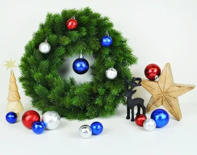 Produktbild von JACK 50x Kunststoff Eislack Christbaumkugeln Ø 4+6cm inkl. Haken Blau Rot Silber