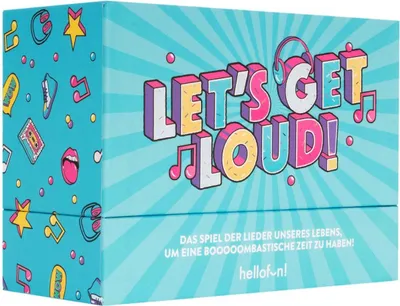 Produktbild von Hellofun! | Let's Get Loud! | Partyspiel | Das Spiel der Lieder unseres Lebens | Musik von den 60ern bis heute | Musik Spiele für deine Party | Gesellschaftsspiel | Ab 4 Spielern ab 14 Jahren