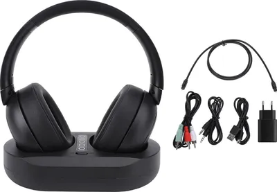 Zdjęcie produktu dla Bezprzewodowe słuchawki do telewizora, zestaw słuchawkowy 2.4 G Bluetooth 5.3 ze stacją ładującą, seniorzy, starsi rodzice, wtyczka UE