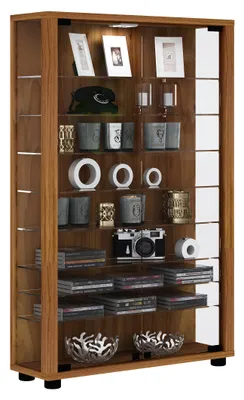 Produktbild von LumoMini Vitrinenschrank 2 Glastüren Nussbaum Nachbildung.