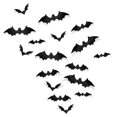 Produktbild von 60 Stück Schwarze Fledermaus 3D Wandsticker als Deko, KI-generiertes Bild
