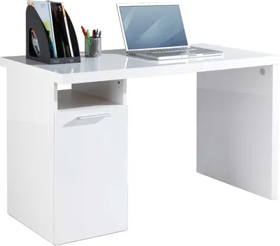 Produktbild von Schreibtisch - Weiß Hochglanz - 120 x 60 cm - 1 Ablagefläche - 1 Tür