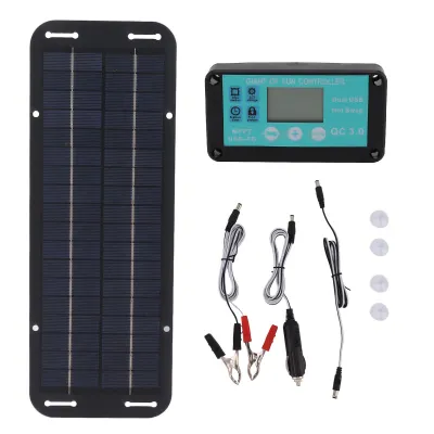 Obrázok produktu pre 20 W solárny panel, čierna solárna bunka s vodotesným regulátorom MPPT pre karavany, domy, vozidlá, cestovanie a kempovanie