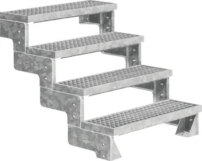 Produktbild von Aussentreppe Pertura Tallis ohne Geländer 4 Steigungen 80 cm Gitterrost