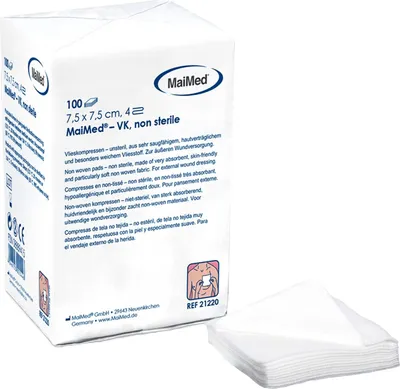Produktbild von Vlieskompressen Kompressen unsteril 7.5x7.5cm 100 Stück, Wundkompressen 4 Lagen, Wundauflage nicht haftend