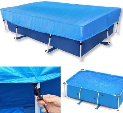 Productafbeelding van Zwembadafdekzeil Rechthoekig - 223 x 152 cm - Polyethyleen - Blauw - Voor Rechthoekige Zwembaden