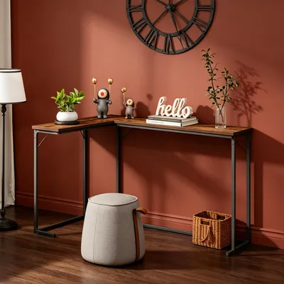 Produktbild von Konsolentisch, schmaler Sofatisch, Eingangstisch, Akzenttisch, industriell, einfache Montage, für Wohnzimmer, Eingangsbereich, 24 x 80 x 100 cm