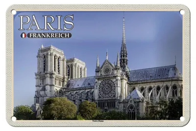 Produktbild von Blechschild Reise 18x12cm Paris Frankreich Notre-Dame Kathedrale