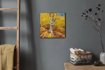 Produktbild von Coloray Hodiny Unikátní 30x30 cm  Tiché hodiny Pro obývací pokoj a kuchyň Nástěnné hodiny Plátno Bílé ručičky hodin - Listový les podzim