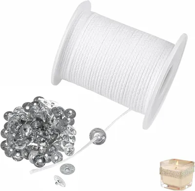 Produktbild von Kerzendocht 6100 cm, 100 Stück, rauchfrei, für DIY Kerzen