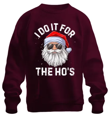 Obrázok produktu pre I Do It For The Ho's Weihnachtsmann lustig Geschenk Retro Uni mikina, bordová, S