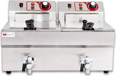 Produktbild von Beeketal Gastronomie Friteuse Fritteuse 230V, Fritteuse BTF/BWF:BTF20B - 9 + 9 L mit Ablaufhahn