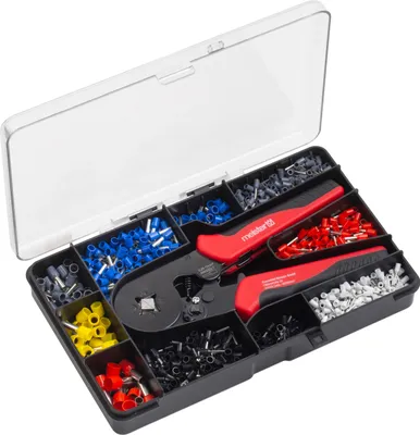 Produktbild von Meister Crimpzangen-Set 1200-teilig - Inklusive Aderendhülsen - Vierkant-Crimpung - Polypropylen / Crimpzangen-Aderendhülsen-Set / Crimping-Set / Crimp-Zangen-Set / Aderendhülsenzange / 1738520
