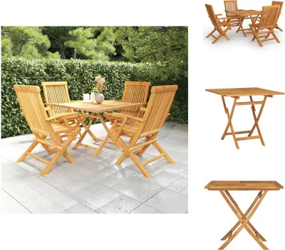 Produktbild von vidaXL 5-tlg. Garten-Essgruppe Massivholz Teak -  Gartenmöbel-Sets