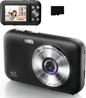 Produktbild von INF Digitální fotoaparát 1080P 44MP 16x zoom 2,4palcový displej, 32GB karta Černá