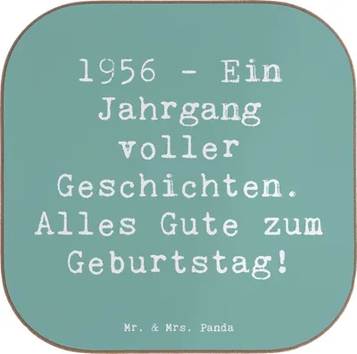Produktbild von Mr. & Mrs. Panda Untersetzer für Gläser Spruch 1956 Geburtstag - Meeresbrise - Geschenk, gläseruntersetzer, Erinnerung, Alter, Tasse, Nostalgie, Happy Birthday, Coaster
