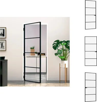 Zdjęcie produktu dla vidaXL Drzwi wewnętrzne czarne 83x201,5 cm szkło hartowane i aluminium slim - Drzwi wejściowe