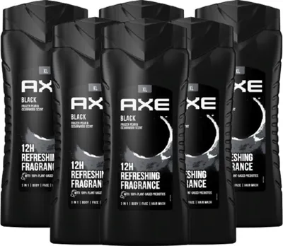 Produktbild von AXE 3-in-1 Duschgel & Shampoo Black XL for Men 6x 400 ml Herren Showergel  getestet Männer Shower Gel Pflegedusche für langanhaltende Frische und Duft