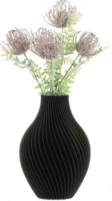 Immagine prodotto di Fiori artificiali vaso 3D nero alto 25cm plastica decorativa