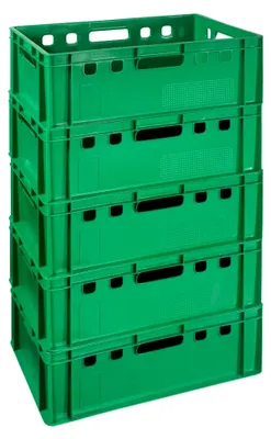 Produktbild von 5 Stück E2 Kisten 60x40x20 Fleischkiste Lagerkiste Metzgerkiste in grün
