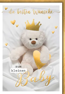 Produktbild von Geburt – Baby – Freudiges Ereignis - Karte mit Umschlag - Bär mit Kron