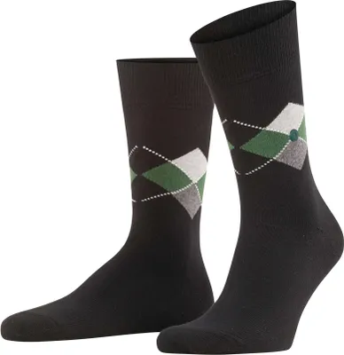 Produktbild von Burlington Herren Socken - King, Baumwolle, Rautenmuster Schwarz/Grau/Grün 40-46