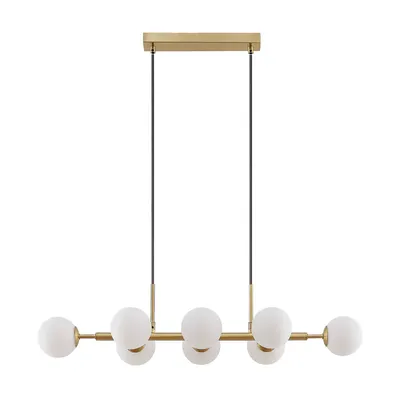 Produktbild von Lindby Hängeleuchte Kiamo, 83 cm, messing, weiß, Glas, G9