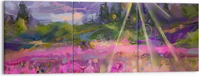 Produktbild von Bild auf Leinwand - Leinwandbild - Berge Blumen Blumen - 150x50cm - Wand Bild - Wanddeko - Leinwanddruck - Bilder - Kunstdruck - Wanddekoration - Leinwand bilder - Wandkunst - CA150x50-4029