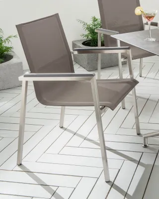 Produktbild von Destiny Gartensessel ALTOS II 2er Set Edelstahl + Textilene, taupe