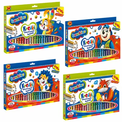 Zdjęcie produktu dla Bambino Grube drewniane kredki z temperówką 24 kolory