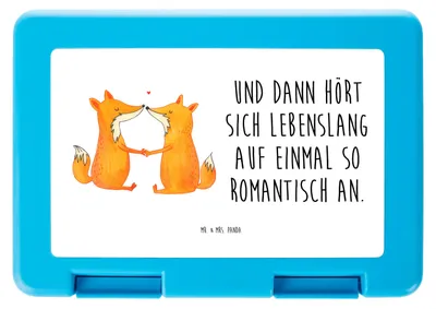 Produktbild von Mr. & Mrs. Panda Lunchbox Füchse Liebe - Weiß - Geschenk, Bentobox, Ehe, Vesperbox, Fuchs, Freund, Händchen Halten, Bento Box, Brot Aufbewahrungsbox, Frühstücksbox