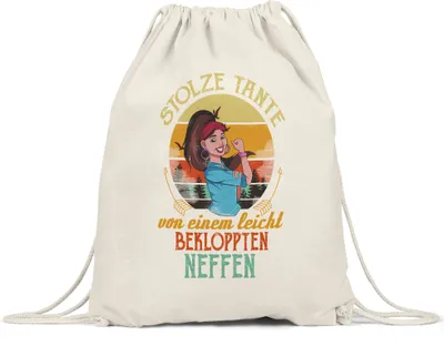 Produktbild von Stolze Tante von einem leicht bekloppten Neffen Turnbeutel Gymsack Lustig Spruch Tante Patentante Geschenk