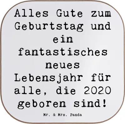 Produktbild von Mr. & Mrs. Panda Untersetzer für Gläser Spruch 2020 Geburtstag Glückwünsche - Weiß - Geschenk, Glückwunsch, Familie, Holzuntersetzer, Happy Birthday, gläseruntersetzer