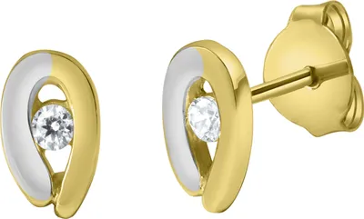 Produktbild von V Ohrstecker 375/- Gold 0,7cm mehrfarbig Zirkonia weiß 333320008-2