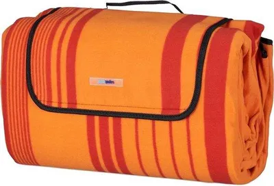 Produktbild von Famanu Picknickdecke XXL 200 x 300 cm wasserabweisend gestreift - orange/rot