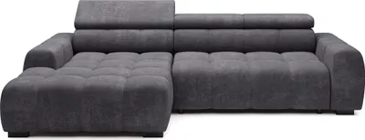 Obrázok produktu pre DomoHome Rohová sedačka BULL - Moderná štýlová rohová sedačka, Nastaviteľný sedák, Bez funkcie spania, Kvalitná látka Eden, Ľavé usporiadanie, Rozmery: 285x168x97 cm, Farba: GRAFIT