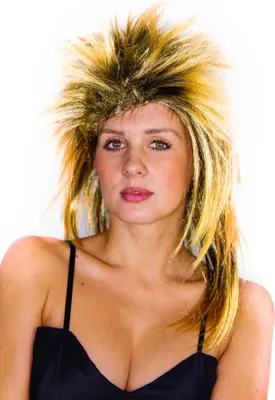 Produktbild von blonde 80er Jahre Vokuhila Rockstar Perücke für Damen