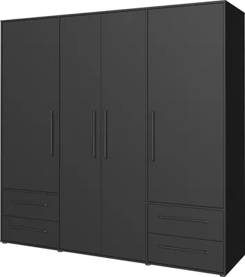 Produktbild von Kleiderschrank Drehtürenschrank schwarz 206 cm - 4 Türen - MOKKARIS - Die Möbelfundgrube